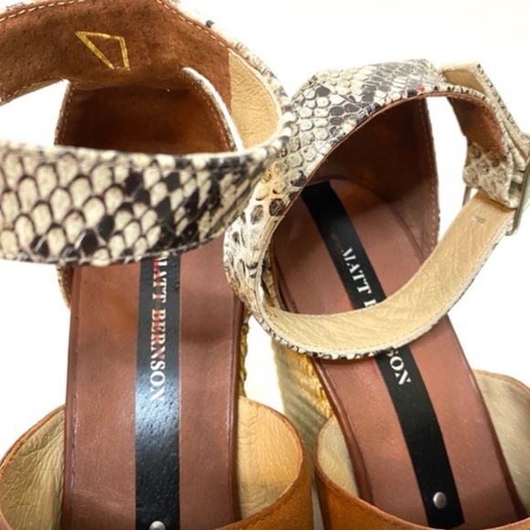 Moving Sale!! Matt Bernson Whiskey Regent Suede/Snake Skin/Jute Platform 10B - Picture 6 of 8